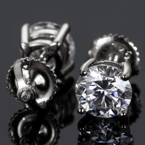 Jewelry - Certified 8ct. t.w. Moissanite Diamond Round Stud Earrings NEW A